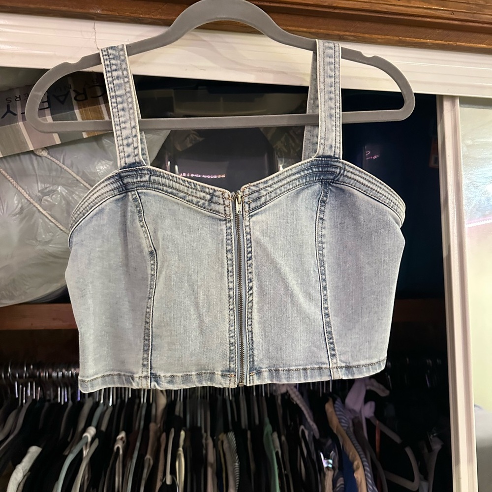 Wild Fable Blue Sleeveless Bustier Crop Tank Top